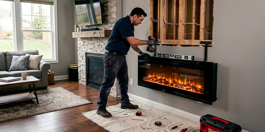 Fake Fireplace and Faux Insert Installation Linden