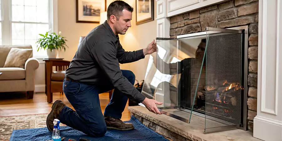 Fireplace Glass Panel and Screen Installation Linden