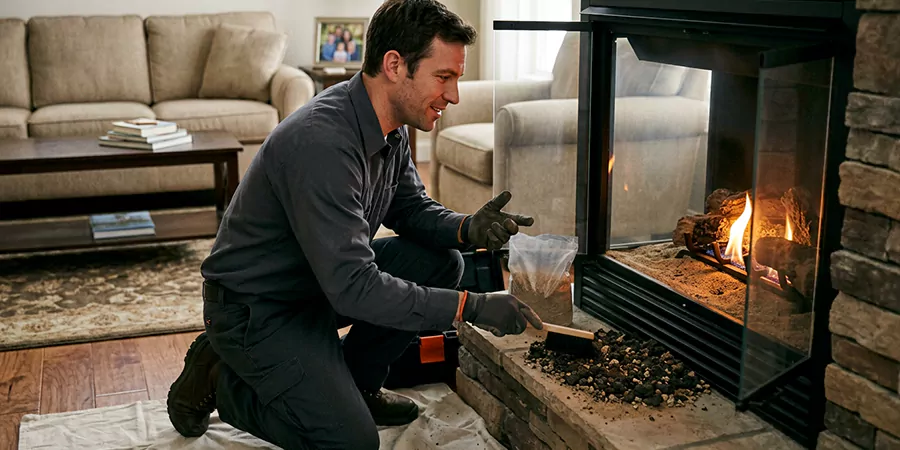 Sand and Embers for Gas Fireplace Linden
