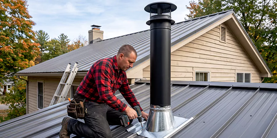 Stove Pipe Through Metal Wall or Roof Linden